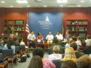 The Pride Week panel at the Hinckley Institute of Politics, Oct. 4, 2012.