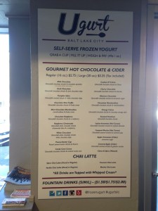 Ugurt's menu lists many different options other than frozen yogurt treats.
