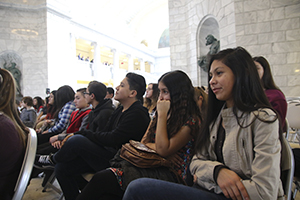 Students from across the state listen to speakers at Multicultural Youth Leadership Day at the Utah State Capitol, Tuesday, Feb. 16, 2016.